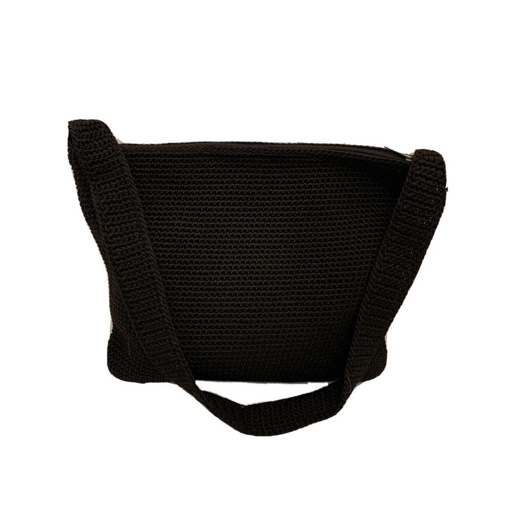 The Sak Black Crochet Shoulder Bag Zip Top Interior and Exterior Zip Pockets